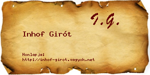 Inhof Girót névjegykártya